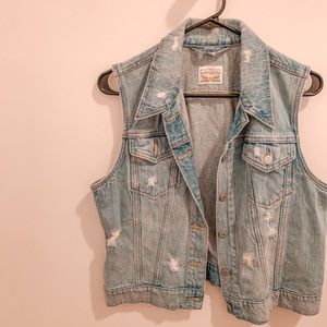 Distressed Denim Vest